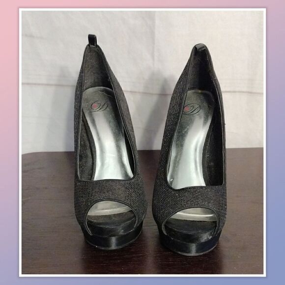 NWOB My Delicious Black Sparkly Pumps Size 7.5 - Picture 3 of 6